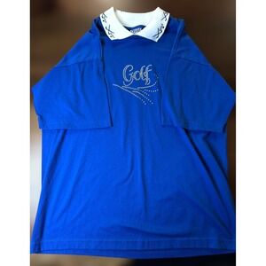 Fusion Golf Rhinestone Embellished Blue Golfcore Short Sleeve‎ Vintage Crewneck